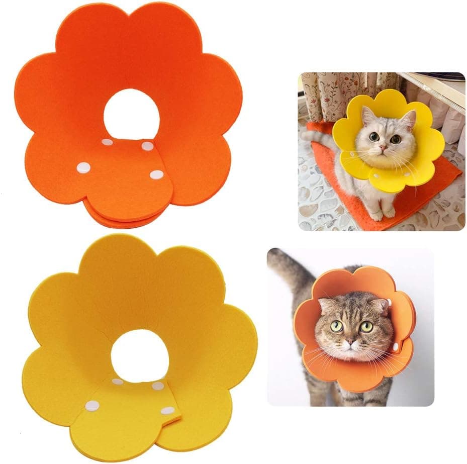 Soft Sunflower Pet Recovery Collars – Yellow & Orange 2 Pack