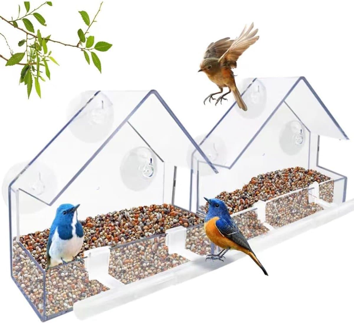 Window Bird Feeder - 2 Pieces Hanging Birdhouse - bird feeder - Transparent with Suction Cup - Transparent Window Feeder - Transparent - outdoor birdhouse, photo 1 of 5