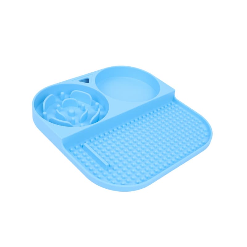 2 Pcs 3-in-1 Silicone Pet Slow Feeder & Lick Mat with Water Bowl - Non-Slip Design for Dogs & Cats