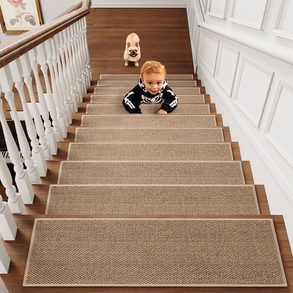 Stair Treads Non-Slip Carpet Mat, Indoor Stair Runners For Wooden Steps, Edging Stair Rugs For Kids And Dogs, photo 1 of 5
