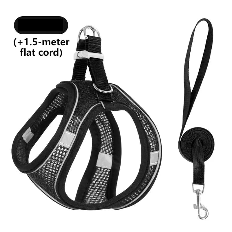 Breathable Reflective Pet Harness Set: Vest-Style Dog Harness + Leash