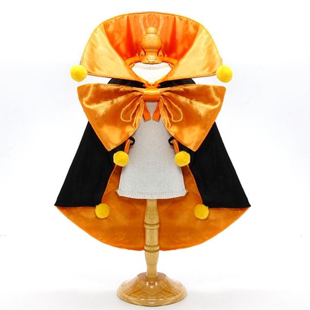 Regal Vampire Pet Cape | Halloween & Christmas Costume Cloak with Bow & Pom-Poms for Dogs and Cats(Size M)