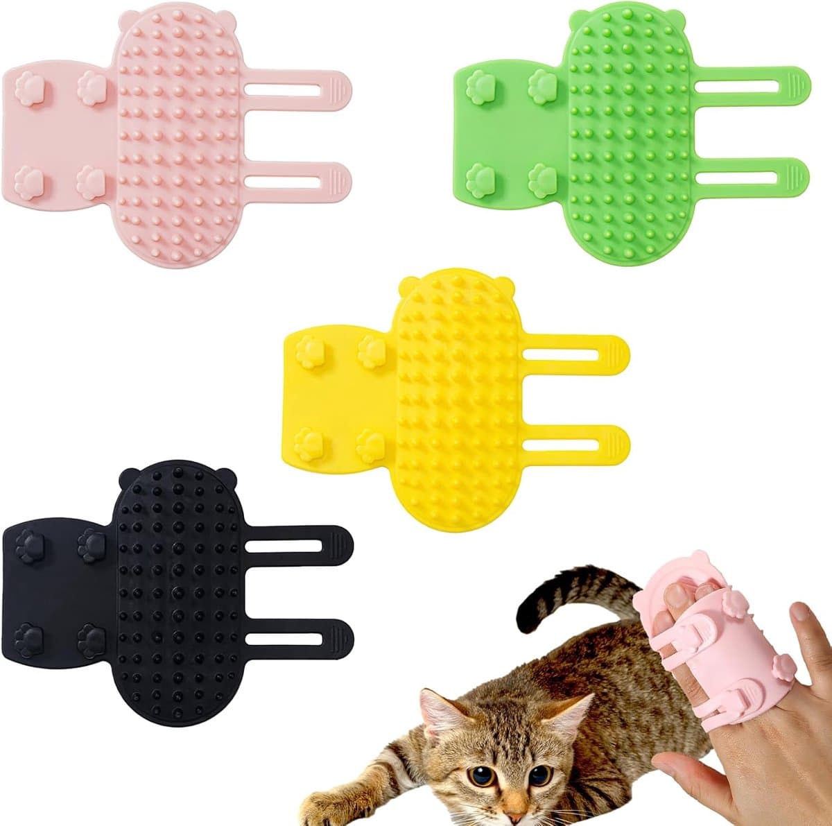 Cat Toys - Set of 4 - Scratching Post - Cat Comb - Made of Silicone - Reduces flying hair, scratching and itching - An excellent gift for cat lovers to give to their beloved pets., photo 1 of 6