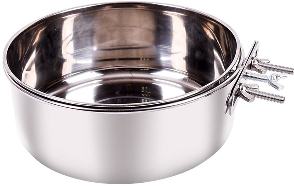 Pet Food Bowl - Stainless Steel Food Bowl - Hanging Food Bowl - with Clip Holder - Suitable for dogs, birds, parrots, cats and rabbits., photo 1 of 6