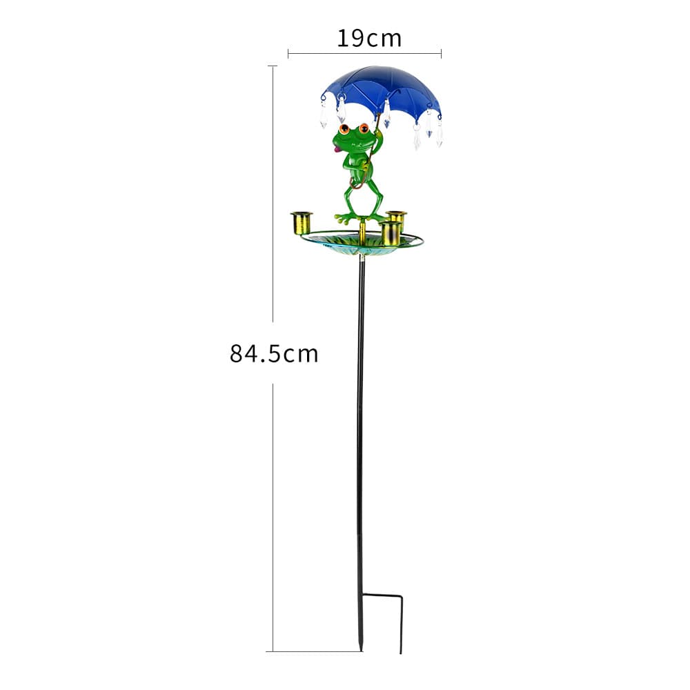 Decorative Metal Frog Bird Feeder Ground Stake with Umbrella and Feeding Tray for Local Gardens Weather-Resistant Outdoor Wildlife Support Solution, photo 1 of 4