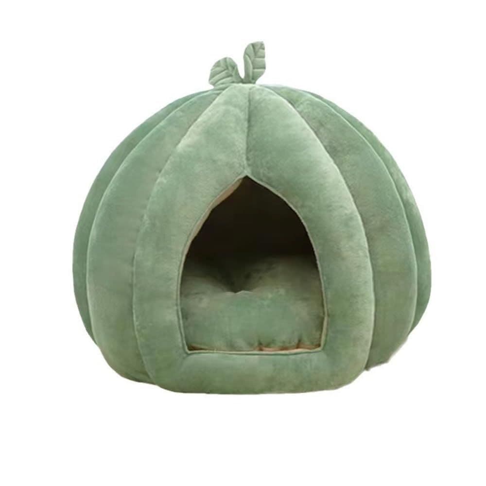 Cat Beds for Indoor Cats, Pumpkin Cat House,Cute Pumpkin Shape Cat Cave Bed Cat Tent with Removable Cushion, Warm Cave Nest Sleeping Bed Puppy House (Green S), photo 1 of 5