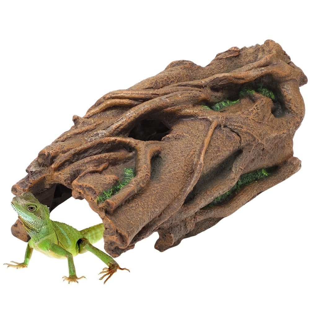 Reptile Hide and Basking Platform, 34 x 16 x 10 cm Hollow Log Hideout for Snake Lizard Gecko, Safe Resin Aquarium Decoration Reptile Hide, Terrarium Ornament, photo 1 of 5