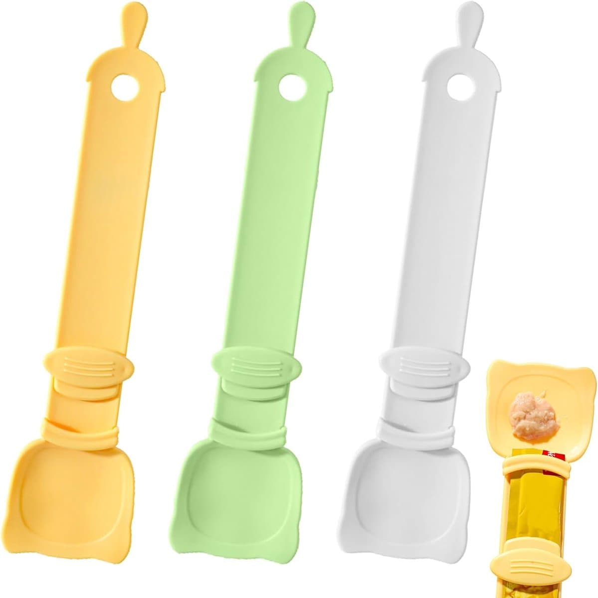 spoon for cats - Squeeze spoon for cat food - Feeding spoon for cat treats - Feeding spoon for wet food - Lick spoon for liquid cat food - Set of 3, photo 1 of 7
