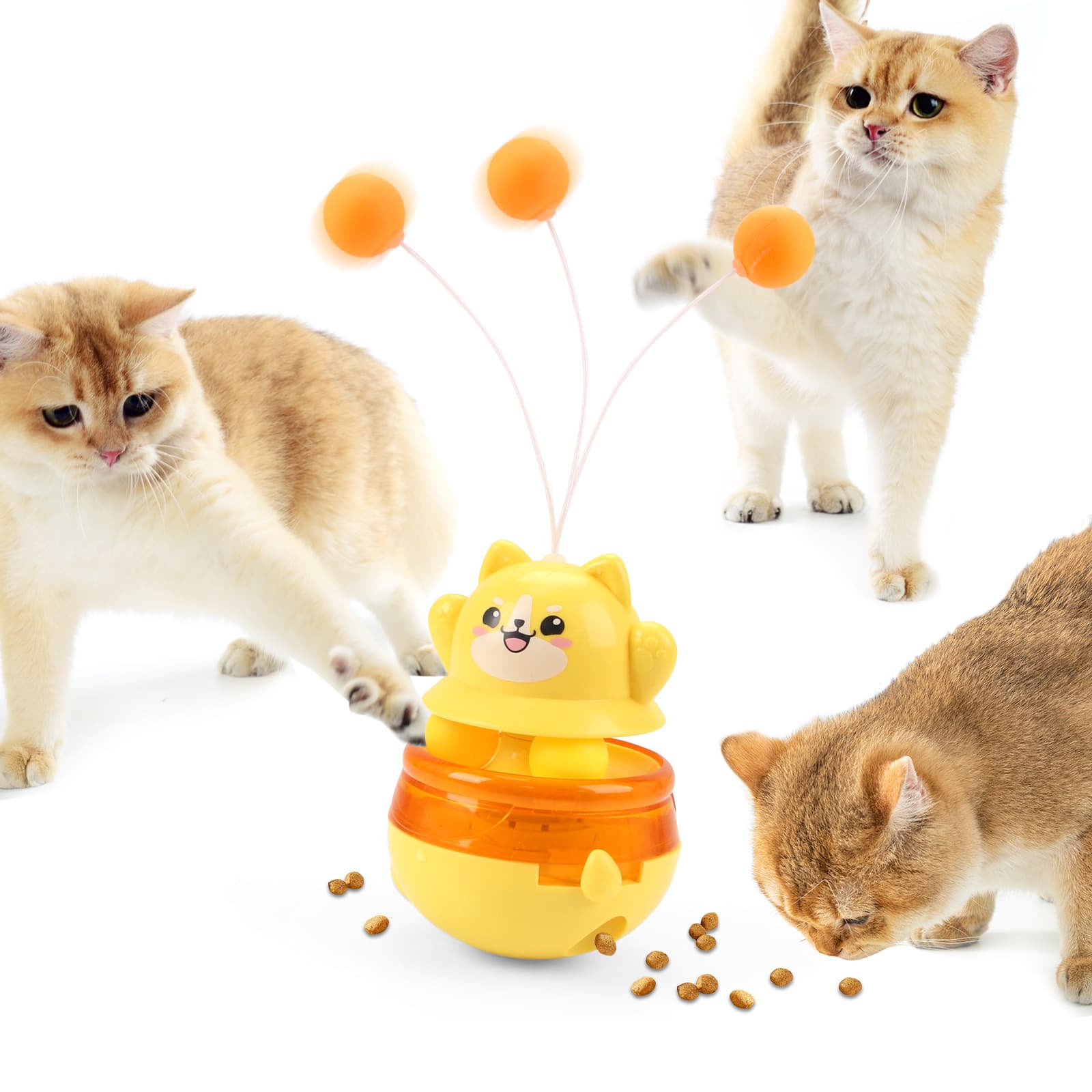 3-in-1 Interactive Cat Toy - Tumbler, Treat Dispenser, Track & Teaser Ball