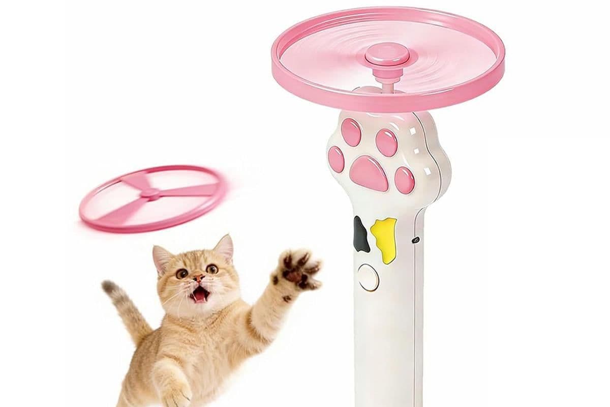 Cat Toy Disc Launcher Cat Fetch Toy Cat Disc Launcher with Lights-White, photo 1 of 7