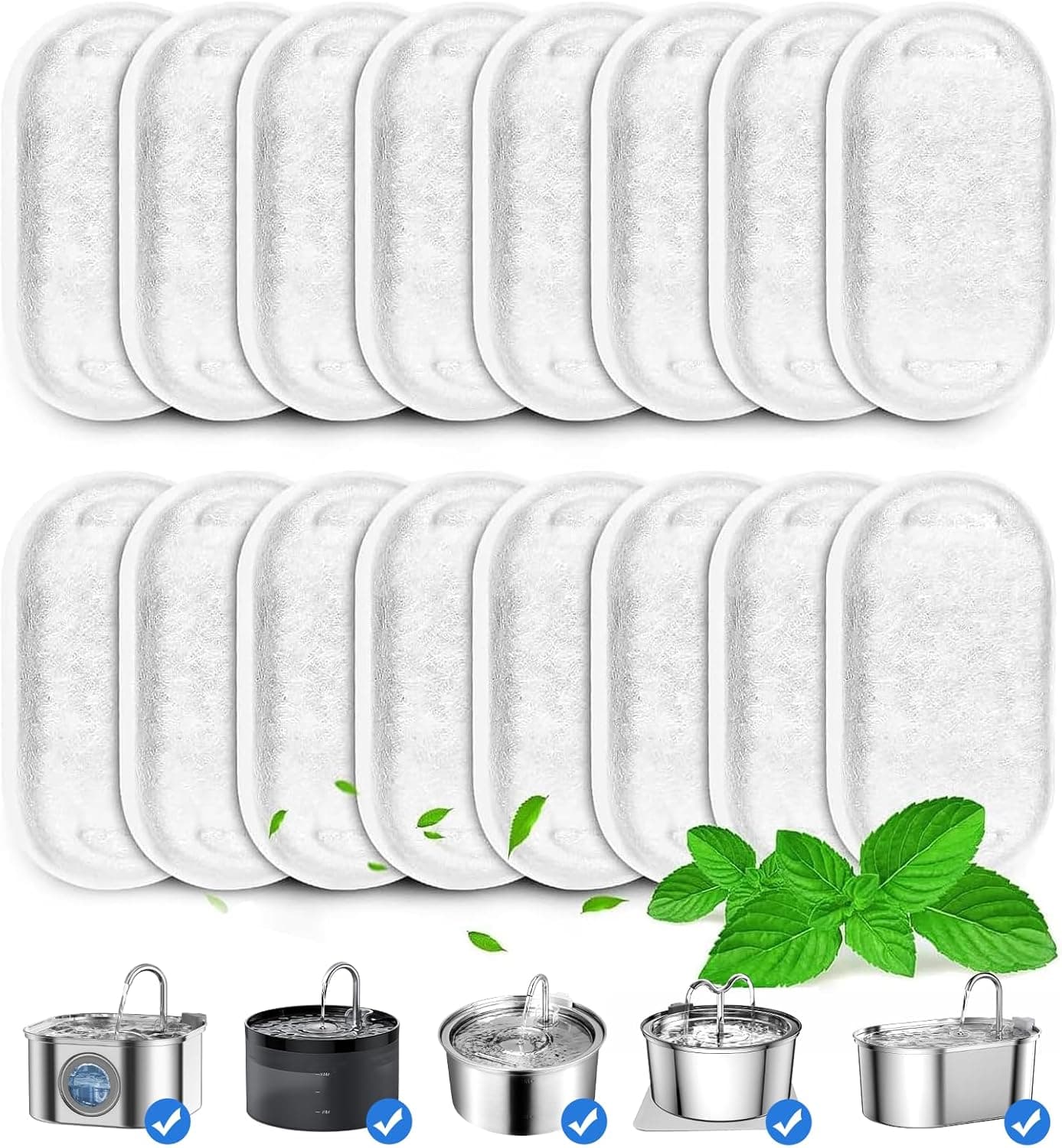16 Pack Replacement Filters for Cat/Dog Water Fountain - Stainless Steel, 67oz/2L Adjustable Water Flow, Super Quiet, photo 1 of 7