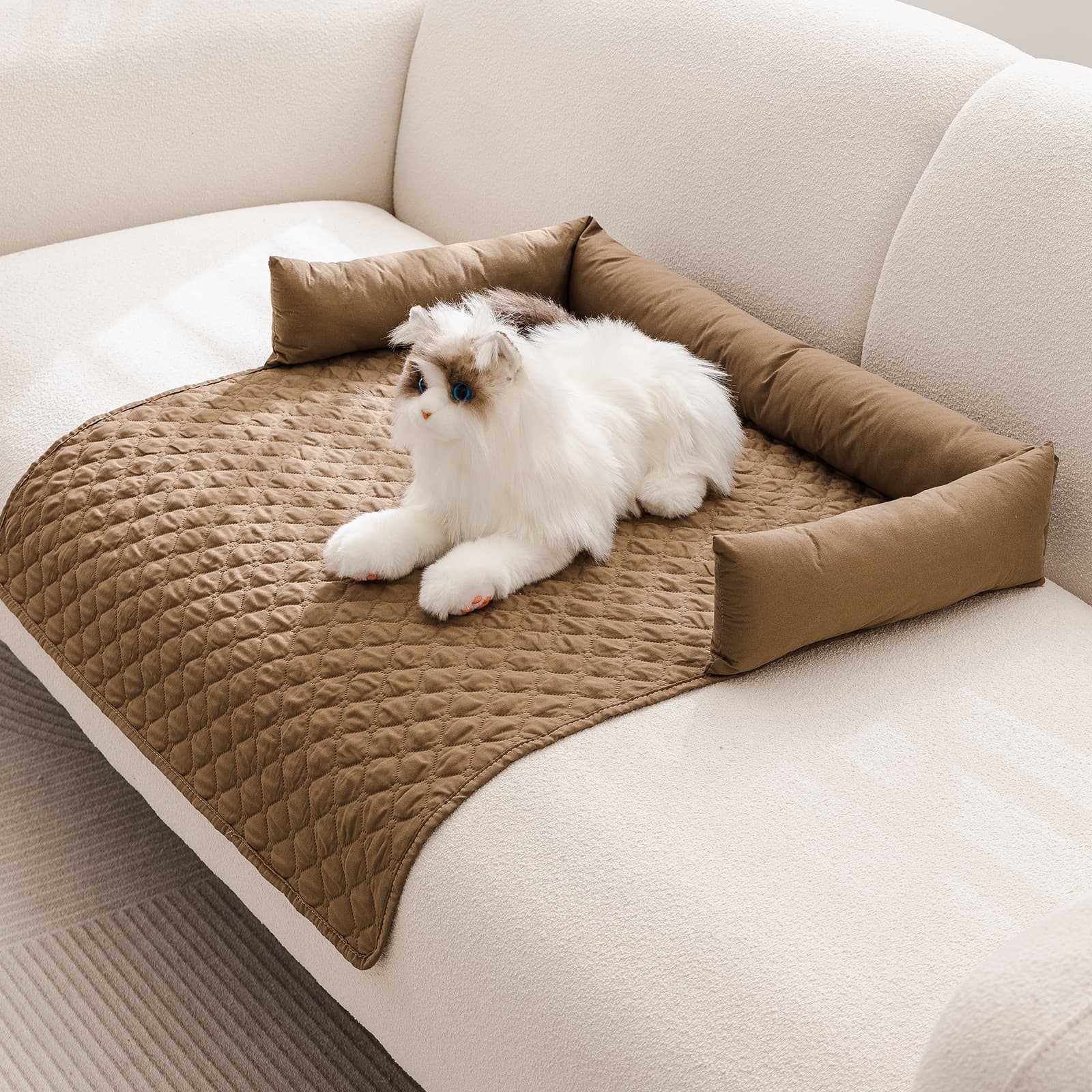 Waterproof & Scratch-Resistant Pet Sofa Protector Mat with Pillow | Cat & Dog Bed, Washable, All-Season