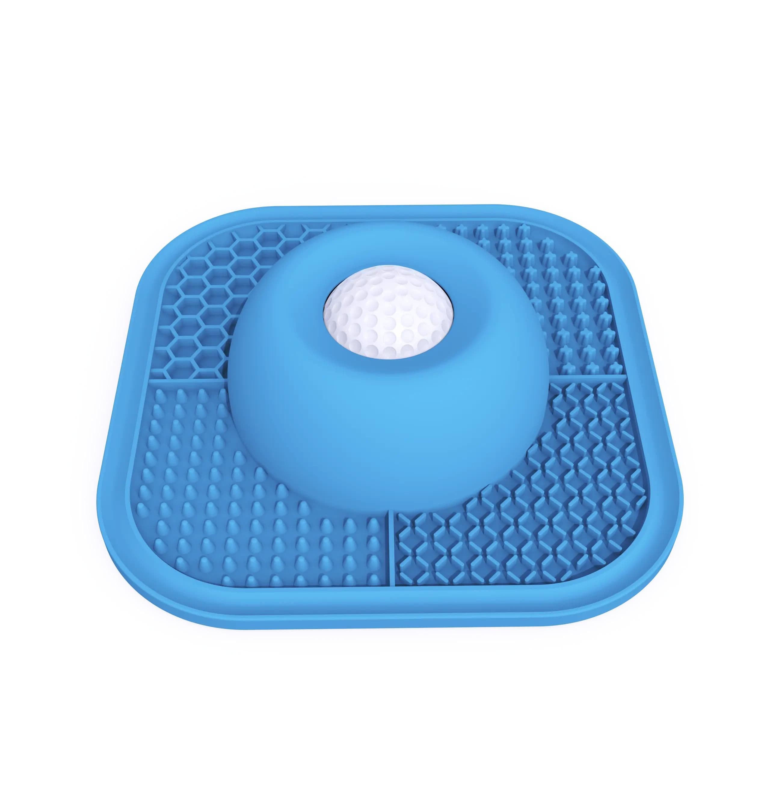 Slow Feeder Dog Bowl and Lick Mat Set - Food Grade Silicone Non Slip Feeding Mat with Interactive Rolling Ball Toy for Dogs and Cats