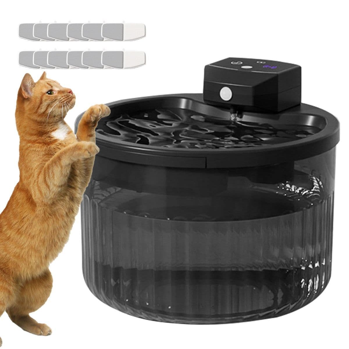 Wireless Cat Water Fountain for Drinking, 5000Mah Battery Powered Pet Water Fountain with Motion Sensor, 12 Filtersand Super Silent Pump for Cats and Dogs