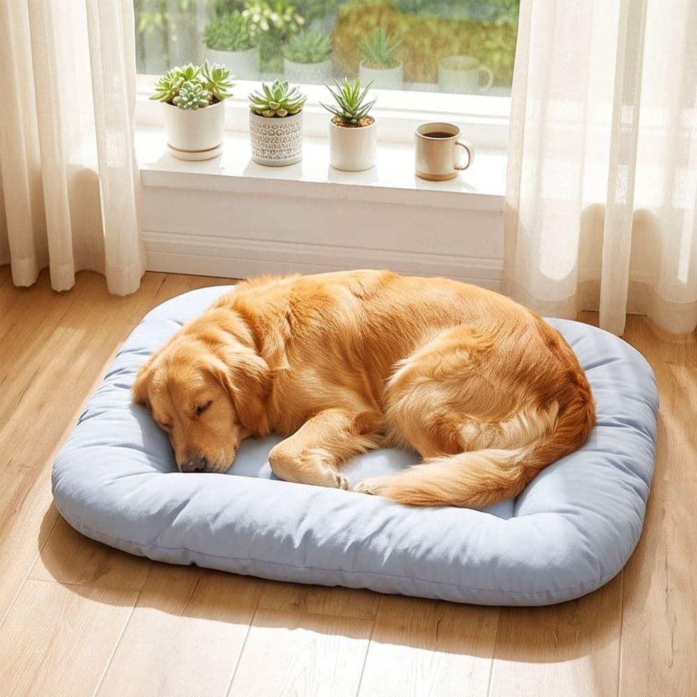 Pet Bed Mat for Dogs Cats Soft Fuzzy Cozy Sleeping Pad Breathable Pet Cushion for Crate Kennel Sofa Floor Indoor Use Small Medium Large Animals, Dog Bed Mat, Enclosed Dog Bed, Yellow, S, photo 1 of 5