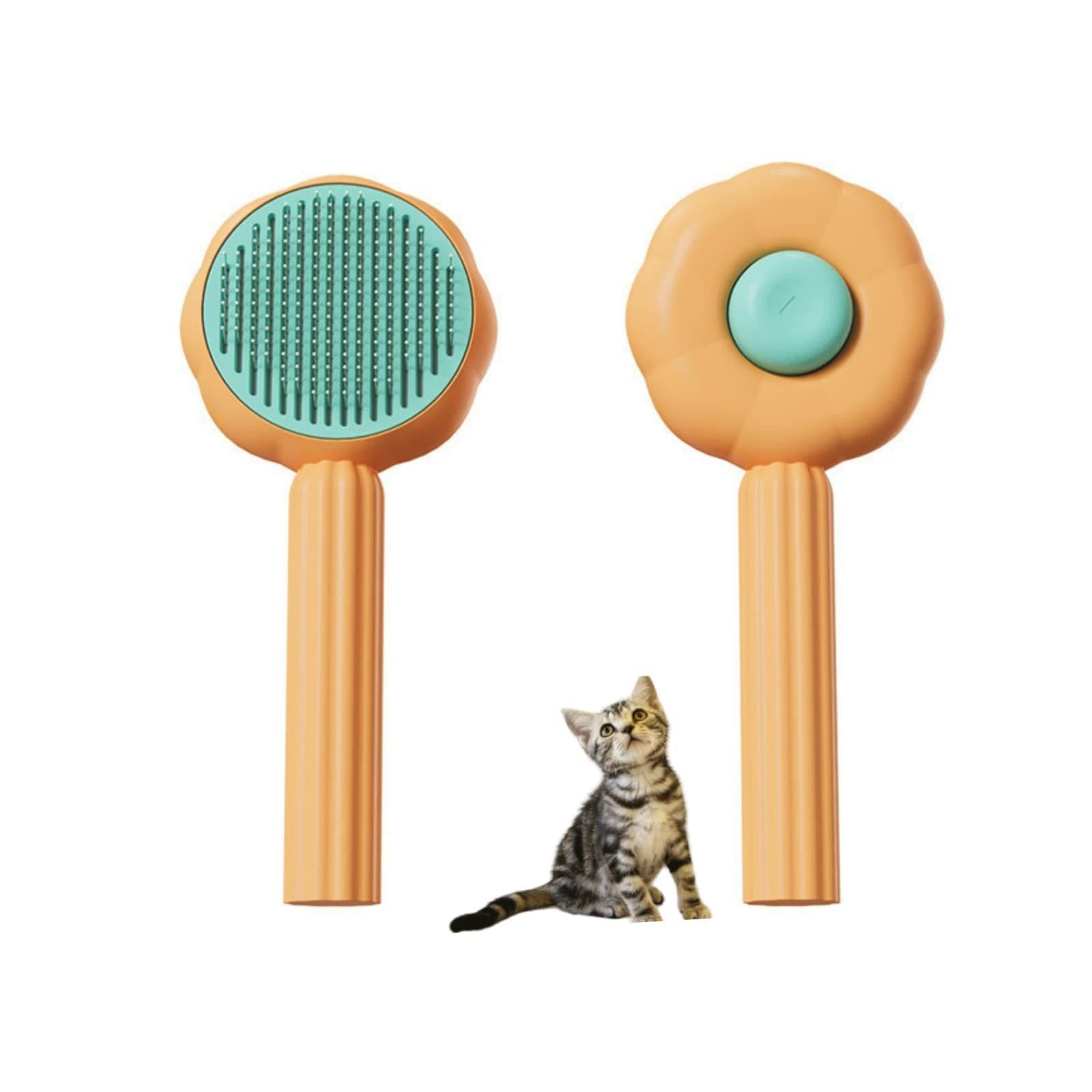 self cleaning cat brushcat combPet comb Cat comb pet brush Pet Self-cleaning needle comb pet hair remover pet comb (orange), photo 1 of 5