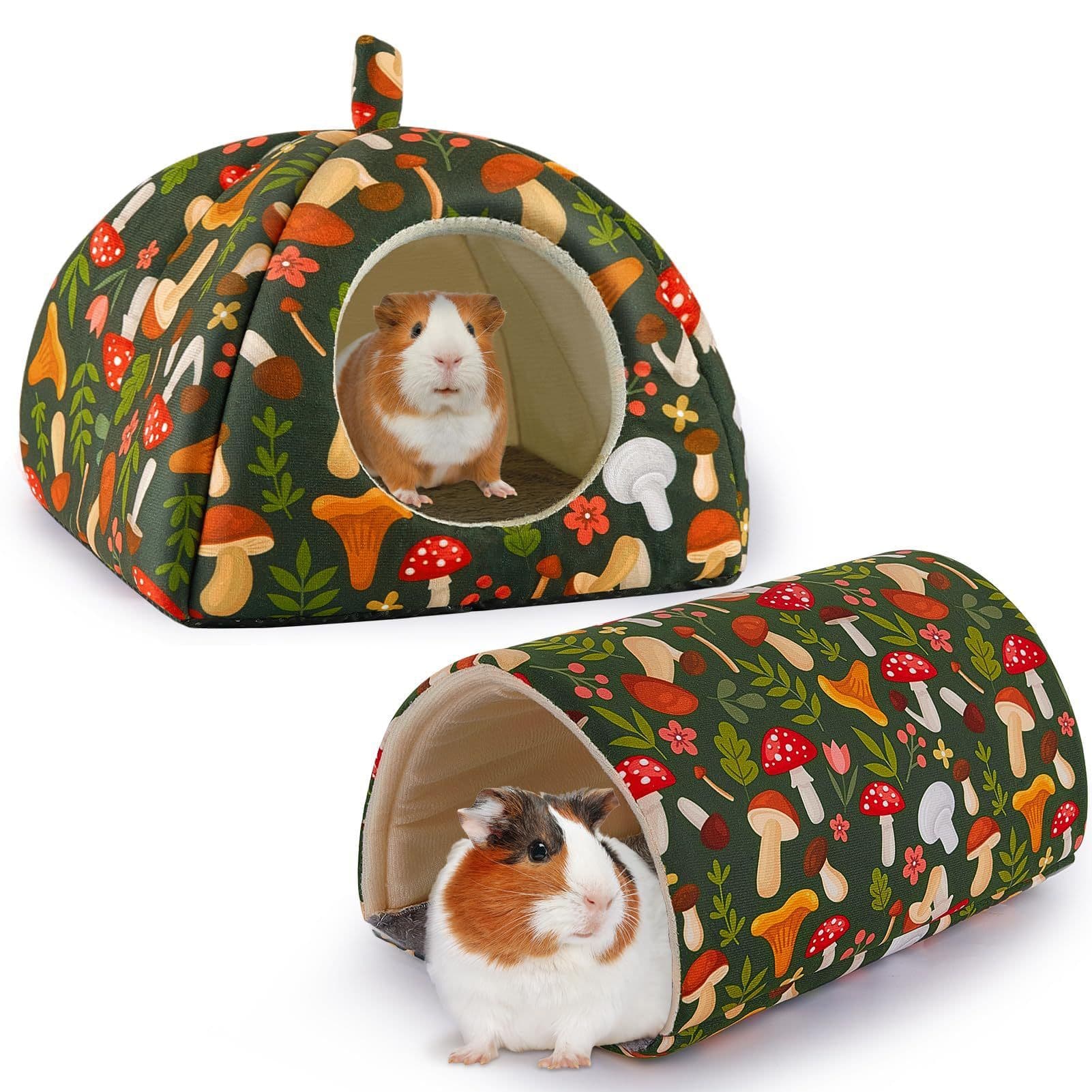 Guinea Pig Hideout, Washable Rabbit Bed with Guinea Pig Tunnel, 2 Pack Guinea Pigs Toys Set Bunny Hideout Cage Accessories for Hamster Ferret Rabbits Bunny, photo 1 of 5