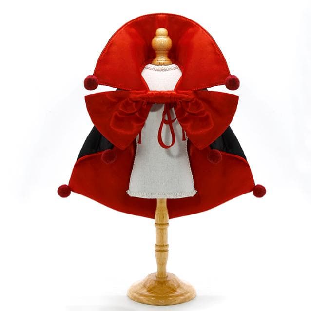 Regal Vampire Pet Cape | Halloween & Christmas Costume Cloak with Bow & Pom-Poms for Dogs and Cats(Size M)
