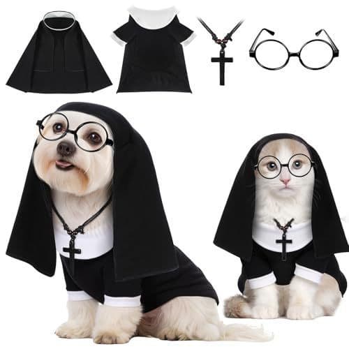 AMOOR Dog Cat Halloween Costume Nuns Set Nun costume set (4 pieces), photo 1 of 10