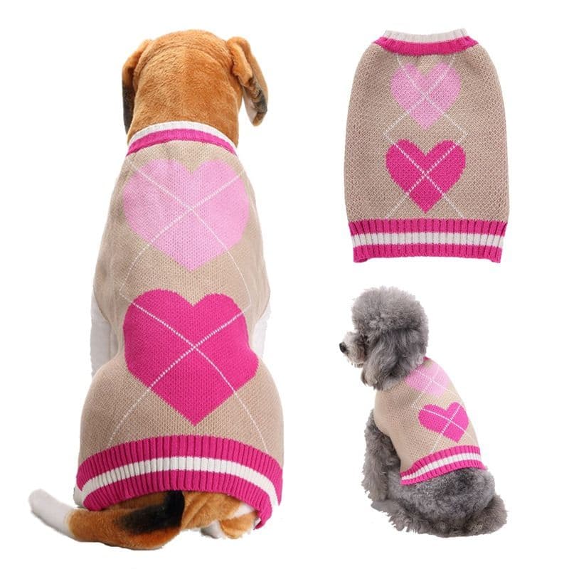 Dog Sweater Acrylic Knit Christmas European and American large lattice: Neck (cm): 38-44; Bust (cm): 50-58; Back length (cm): 36-40; Recommended pet weight (kg): 10.0 - Double Love, photo 1 of 10