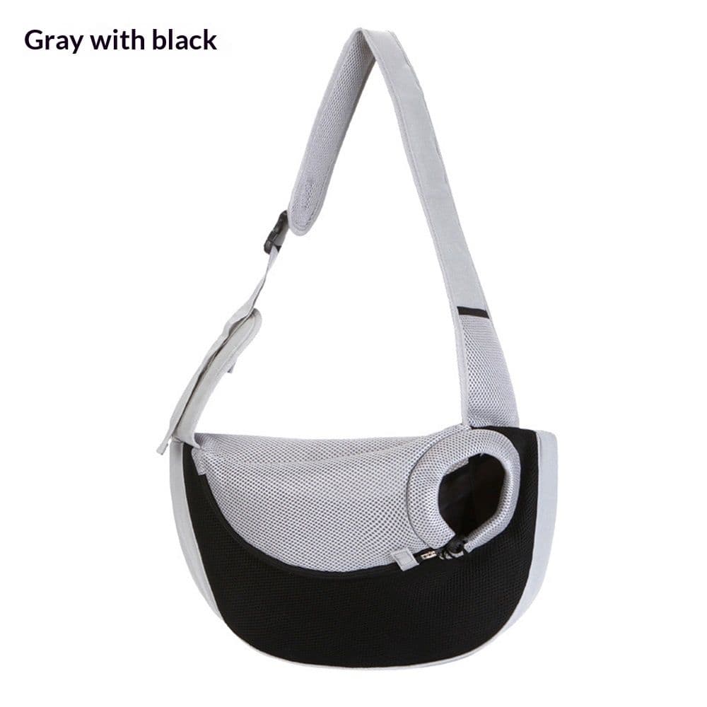 Hand Free Drawstring Dog with Adjustable Strap, Breathable Mesh Travel Safe Puppy Sling Bag Carrier, Crossbody Satchel Dog Purse with Pocket for Outdoor Dogs Cats(Black with white S), photo 1 of 5