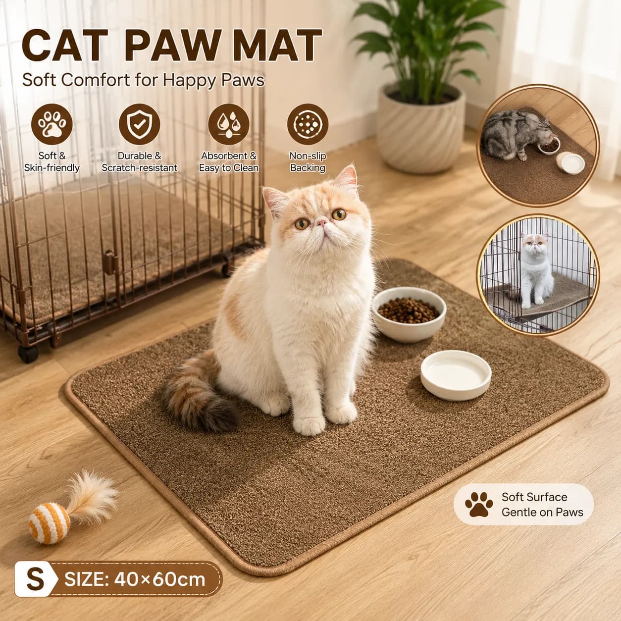 Soft Cat Scratching Mat & Lounge Bed – Durable Furniture Protector Rug, Washable Scratch Pad for Cats and Small Pets