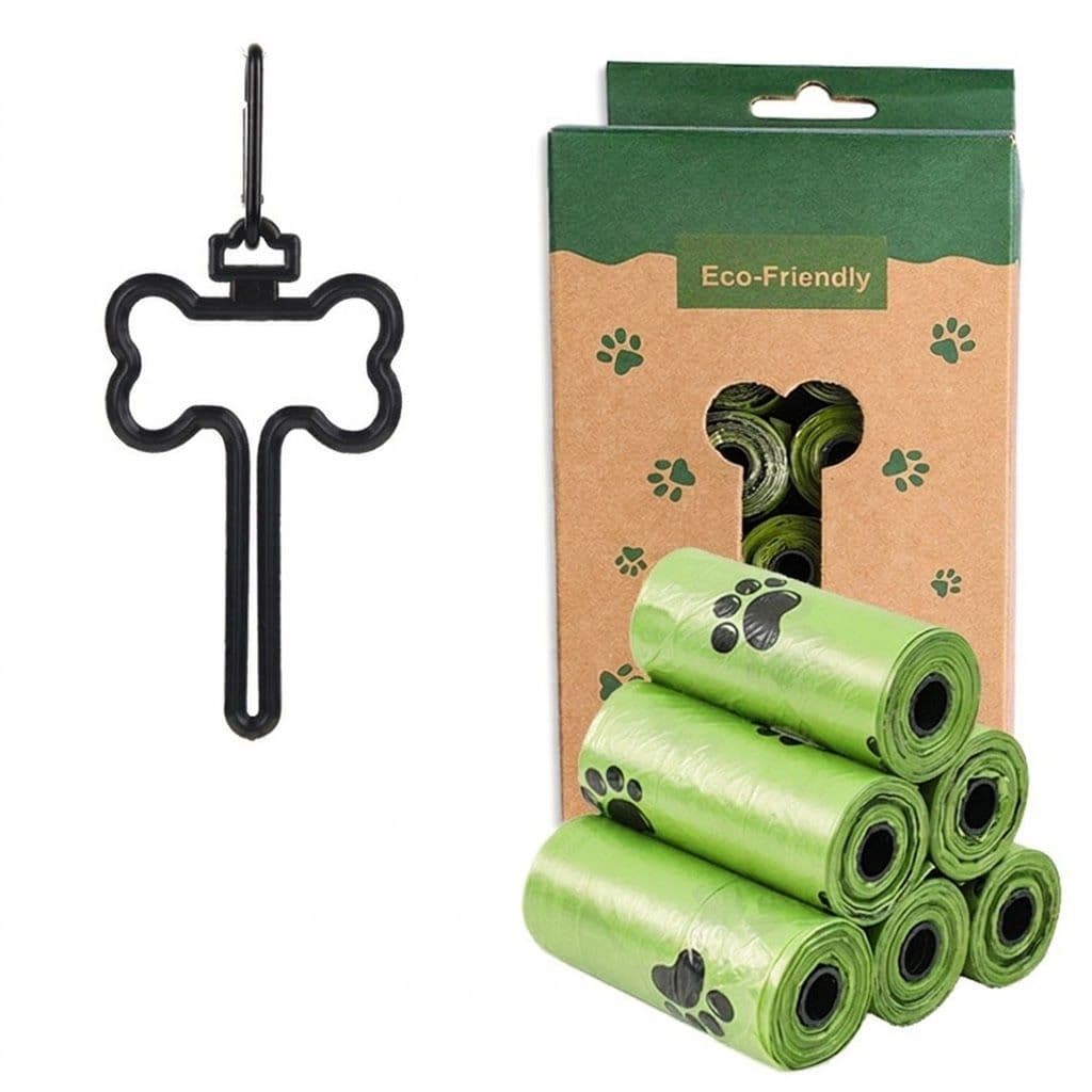 Eco-Friendly Pet Waste Bag Set with Bone-Shaped Carrier Hook and D-Ring Clip – Thick Leak-Proof Poop Bags for Outdoor Dog Walks, Hands-Free Convenience with Portable Storage Pouch Option, photo 1 of 10