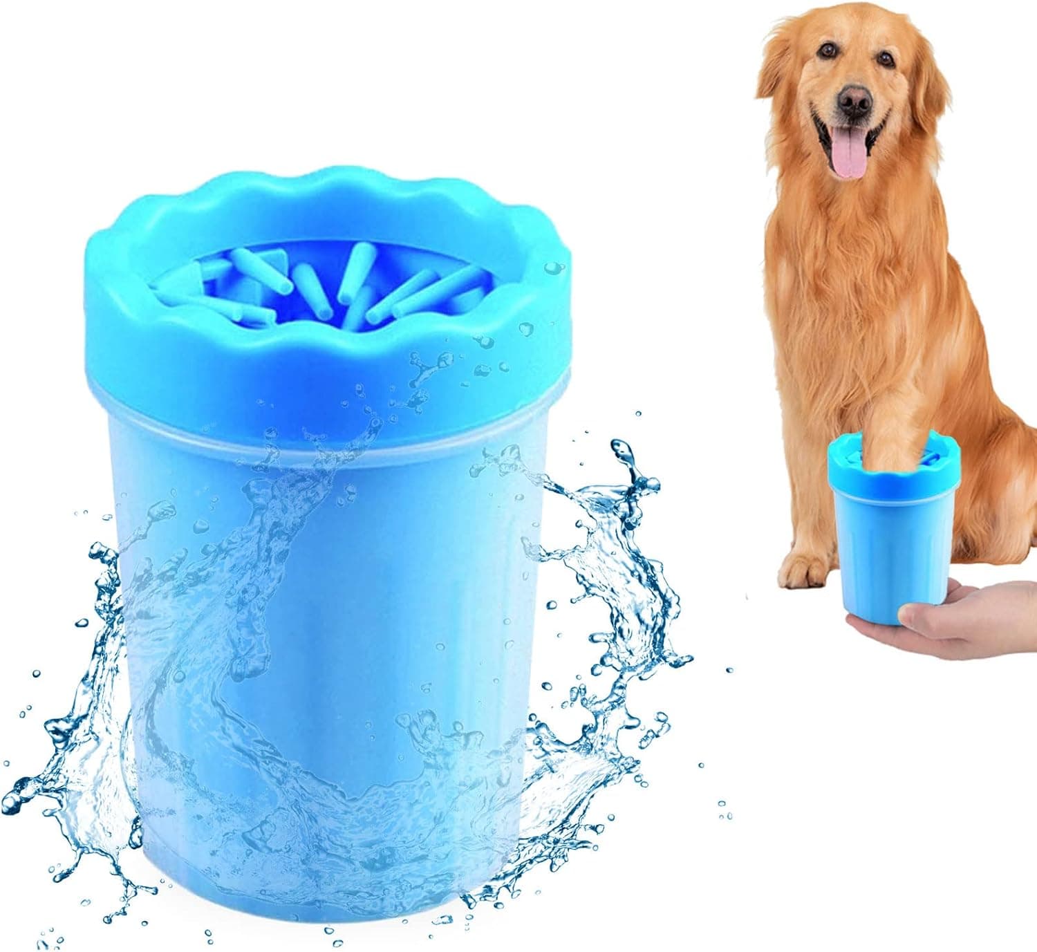 2 In 1 Portable Silicone Pet Cleaning Brush - Muddy Paw Washer Cup for Dogs and Cats, Grooming Foot Cleaner Gift for Pet Owners (Blue, Small), photo 1 of 6