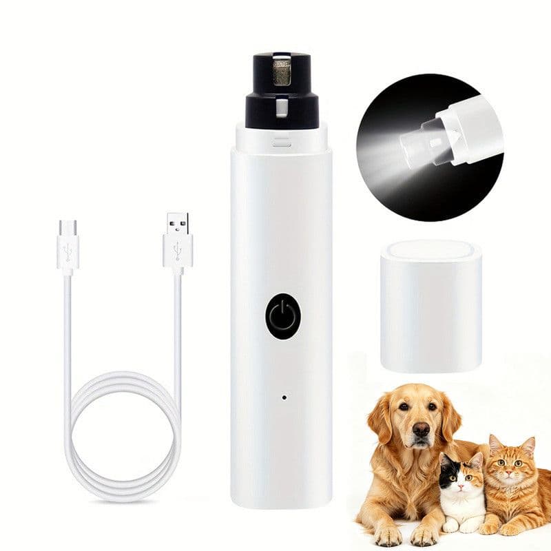 Rechargeable Electric Pet Nail Grinder with LED Light, Universal Grinder for Cats and Dogs