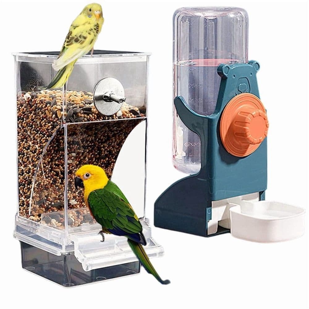 Feeder Water Dispenser Set, Automatic Parrot Feeder Cage Accessories, Parakeet Container Food Drinker, photo 1 of 5