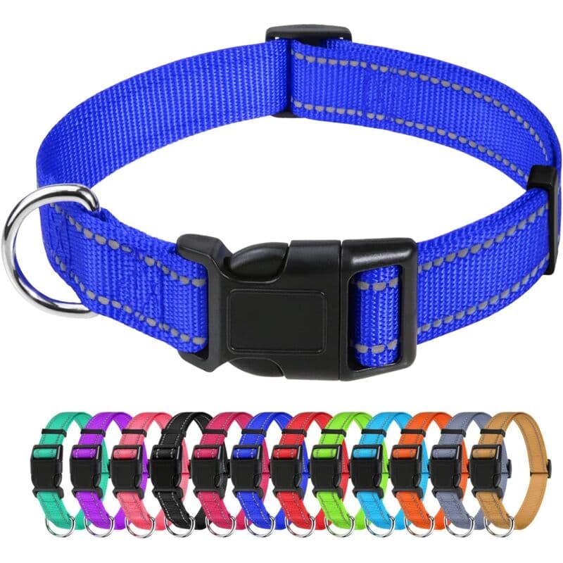Dog Collar, Classic Adjustable Reflective Nylon Collar Suitable For Medium Dogs, 2.5Cm Width, photo 1 of 4