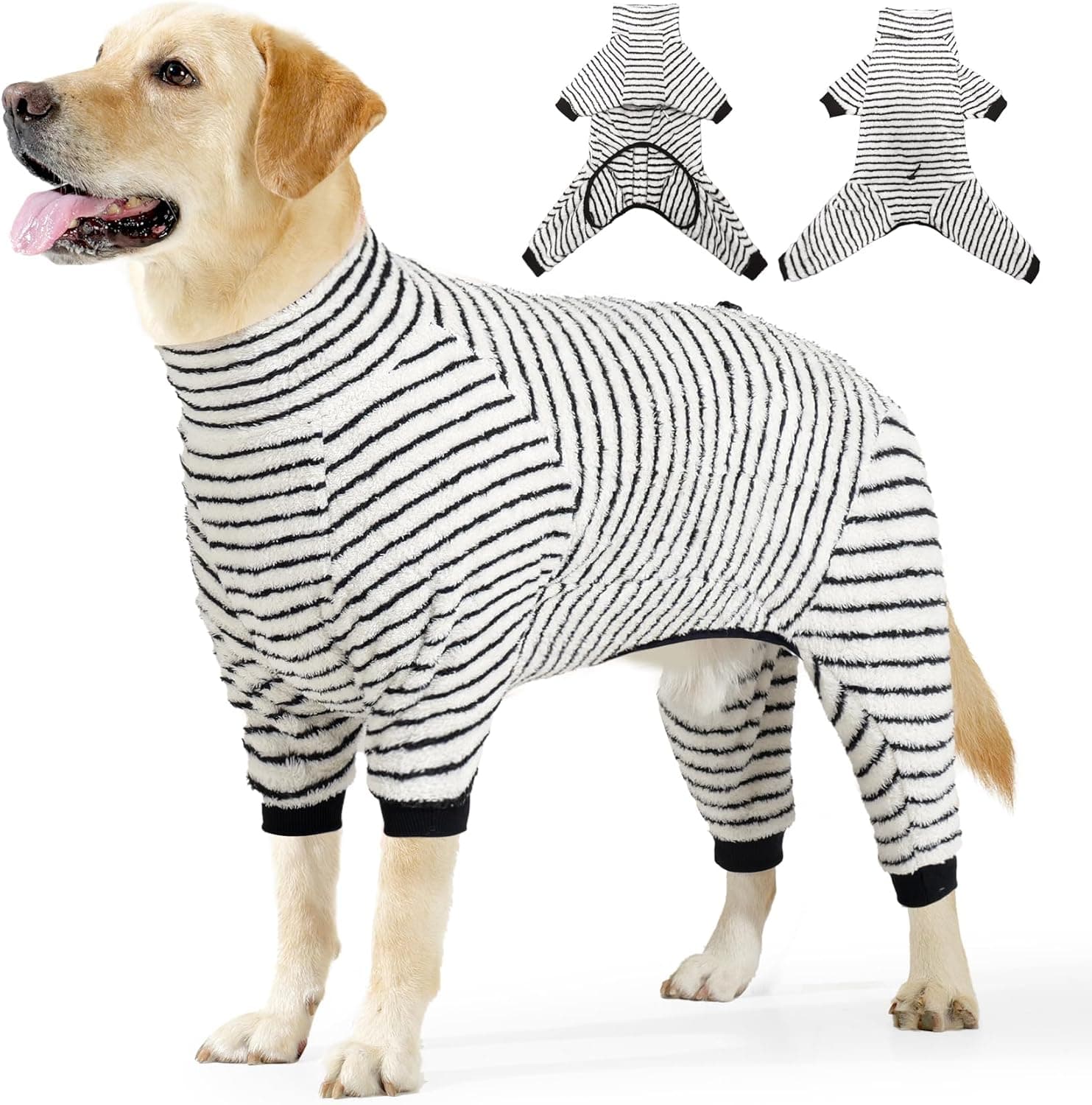 Dog Winter Coat Sweater Dog Clothes Soft Fleece Pullover Pajamas, Dog Cold Weather Coats Warm Windproof Fullbody Jumpsuit Fleece Onesie for Dogs, Thick Pet Snowsuit Christmas Black, photo 1 of 7