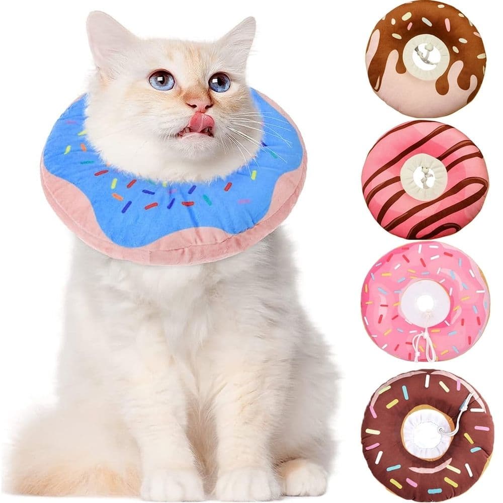 Adjustable Cat Cone Collar Soft, Donut Cat Recovery Collar, Cone for Cat After Surgery, Cat Neck Cone, Elizabethan Collar for Cat and Kitten, photo 1 of 5