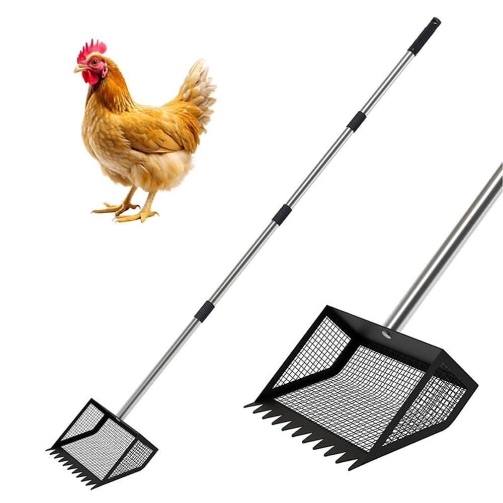 Chicken Poop Scooper, 25 cm Large Chicken Poop Scooper Head for Sand, 157 cm Long Handle Chicken Droppings Scoop Rake, photo 1 of 5