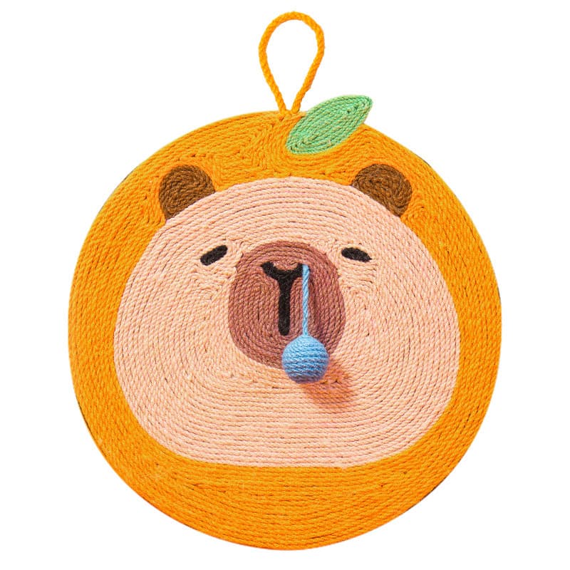 Fruit-Themed Capybara Cat Scratching Pad - Sisal Rope, EVA Non-Slip Backing, Hanging or Floor Use, photo 1 of 10