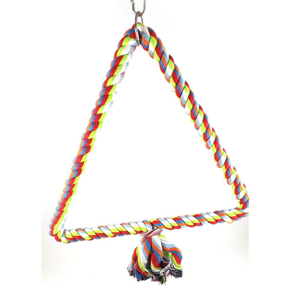 Triangle Bird Rope Swinging Bass - All Natural Material - Climbing and Chewing Safety - Bird Cage Toy Accessories - Perfect for Grey Parrots, Long tailed Parrots, and Cockatows, photo 1 of 5