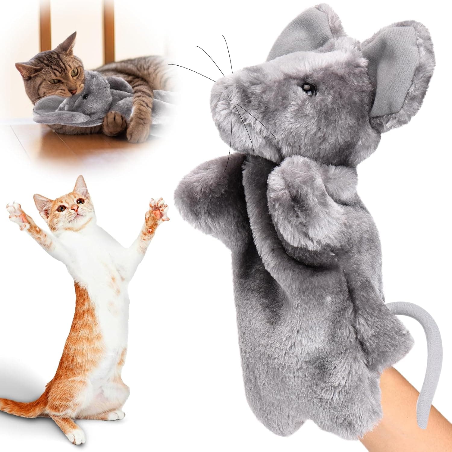 Cat Wrestling Toy Puppet, Mouse Puppets Enrichment Toys for Bored Indoor Cats, Safe Wrestling Glove Hand Interactive Cat Toys (Mouse) Mouse Mouse, photo 1 of 4