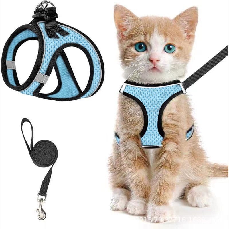 Escape-Proof Cat Harness and Leash Set with Reflective Soft Mesh Vest for Safe Outdoor Adventures with Your Feline Friend,), photo 1 of 10