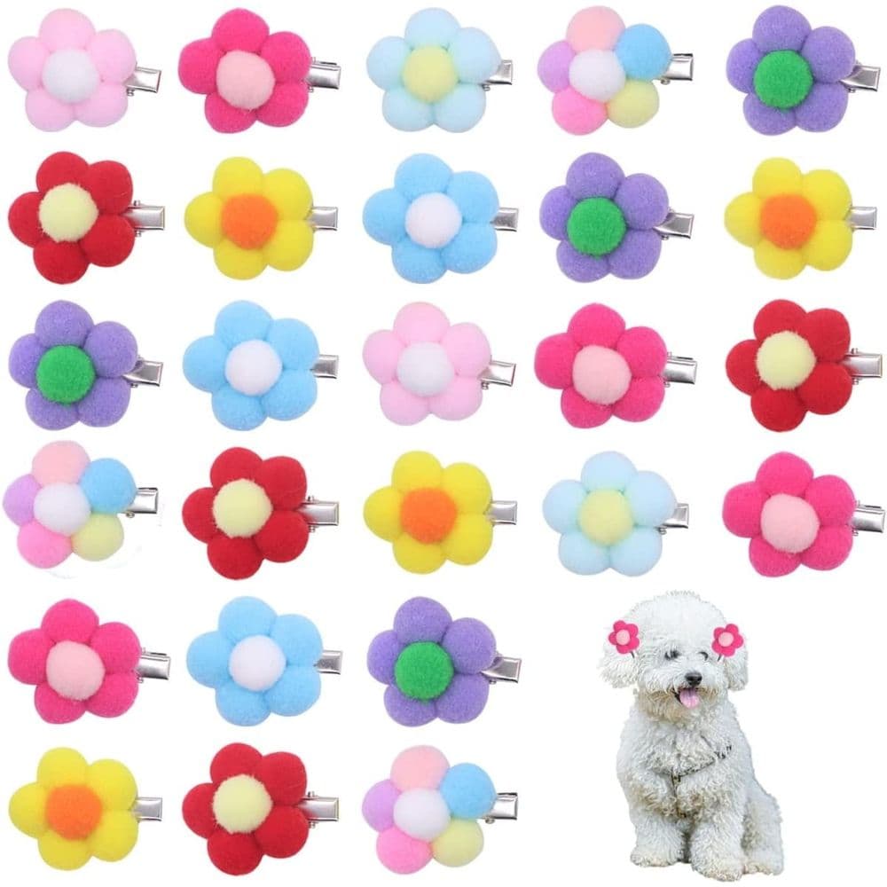 20PCS Small Dog Hair Clips Cute Dog Hair Bows Ball Flower Girls Puppies Hair Barrettes Alligator Hair Clips Cat Puppy Party Birthday Grooming Hair Accessories (Random Color), photo 1 of 5