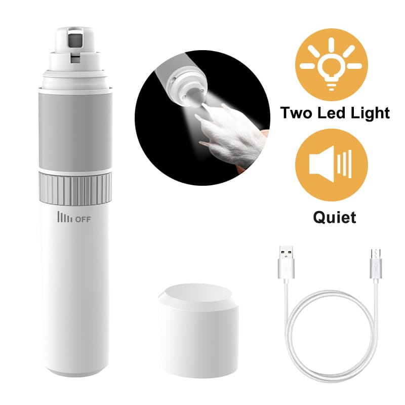 Rechargeable Pet Nail Grinder with Quiet Motor and LED Lights- USB Charging, Two-Speed Settings, photo 1 of 5