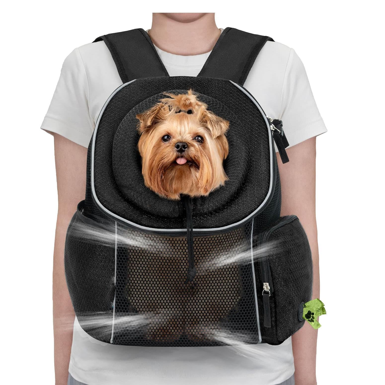 Breathable Mesh Pet Carrier Backpack - Head-Out Design for Small Dogs & Cats, Ventilated Travel Hiking Carrier Bag with Front Entry & Pockets