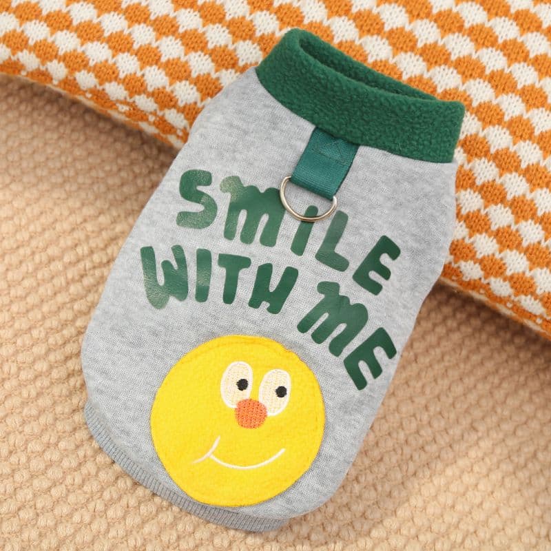 Dog Cat Fleece Hoodie Sweatshirt Smiley Face