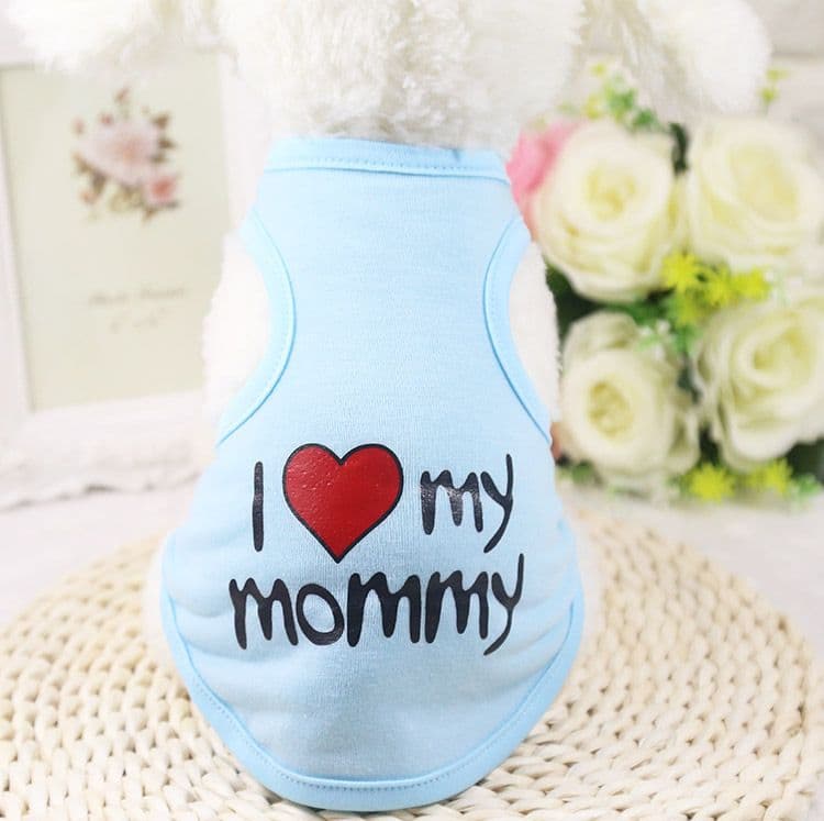 Shine Pet Vest Cotton Dog Cat Clothing (Anhui hair) love mummy vest blue ((Anhui hair) love mummy vest, photo 1 of 10