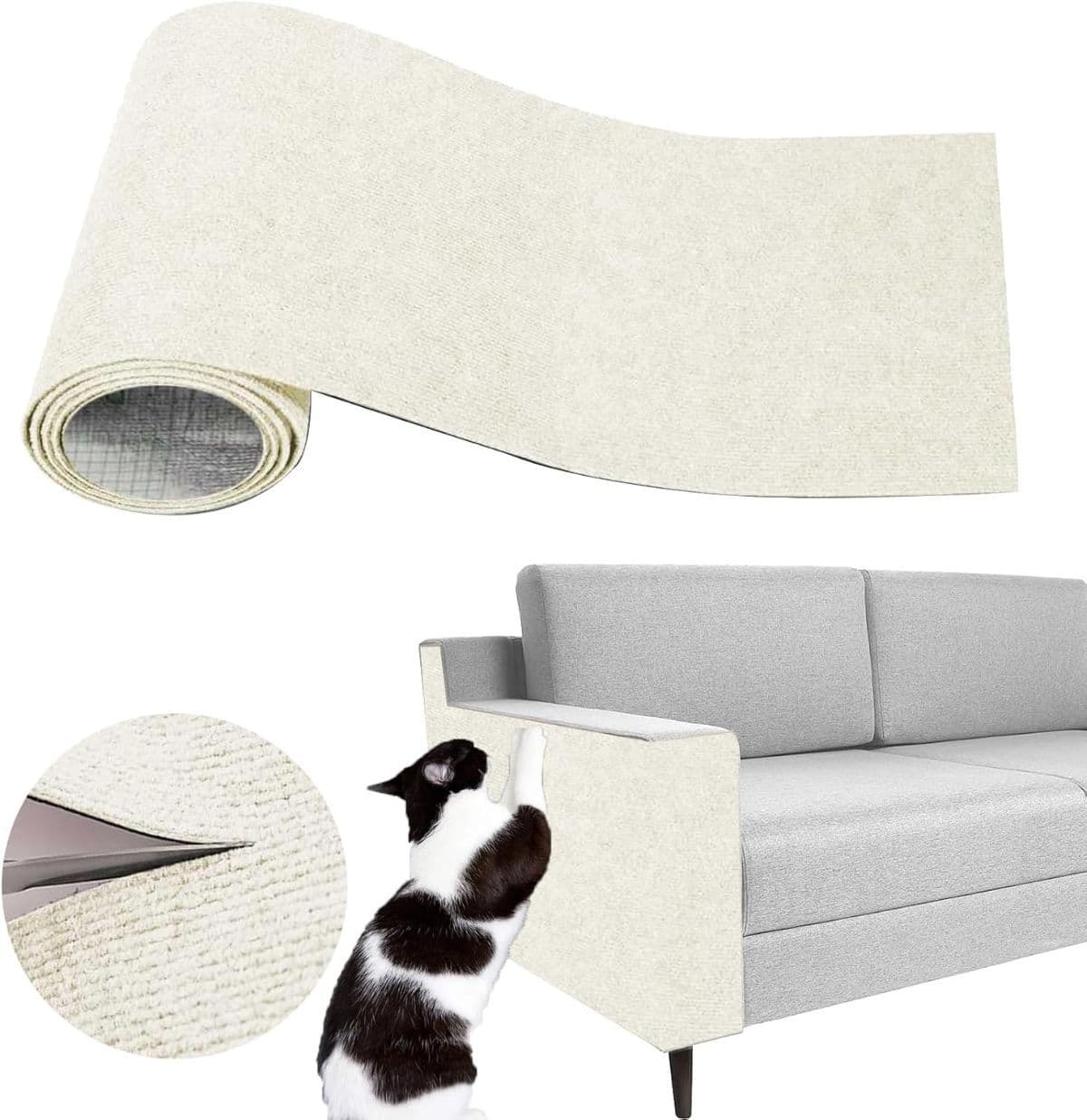 Self-Adhesive Cat Scratching Mat - Durable Couch Protector from Cat Claws, DIY Furniture Protector from Cats Scratching, Sticky cat Scratch Wall mat- No Residue, Safe for Cats