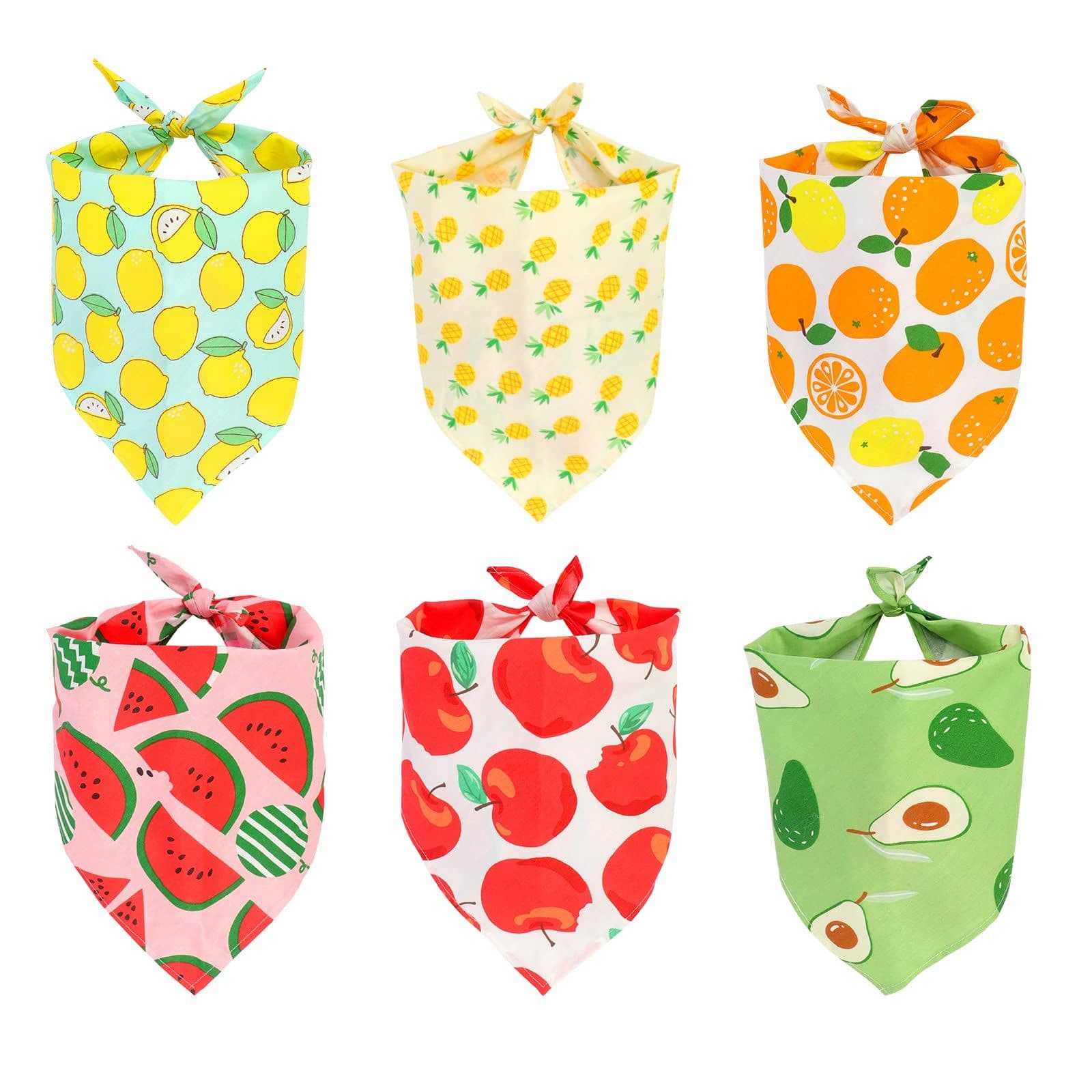 Dog Bandanas, 6 Pack Spring Summer Hawaii Fruit Pattern Dog Bandana Dog Scarf Bibs Kerchief, Dog Bandanas Boy Girl Dog Gifts Cat, photo 1 of 5
