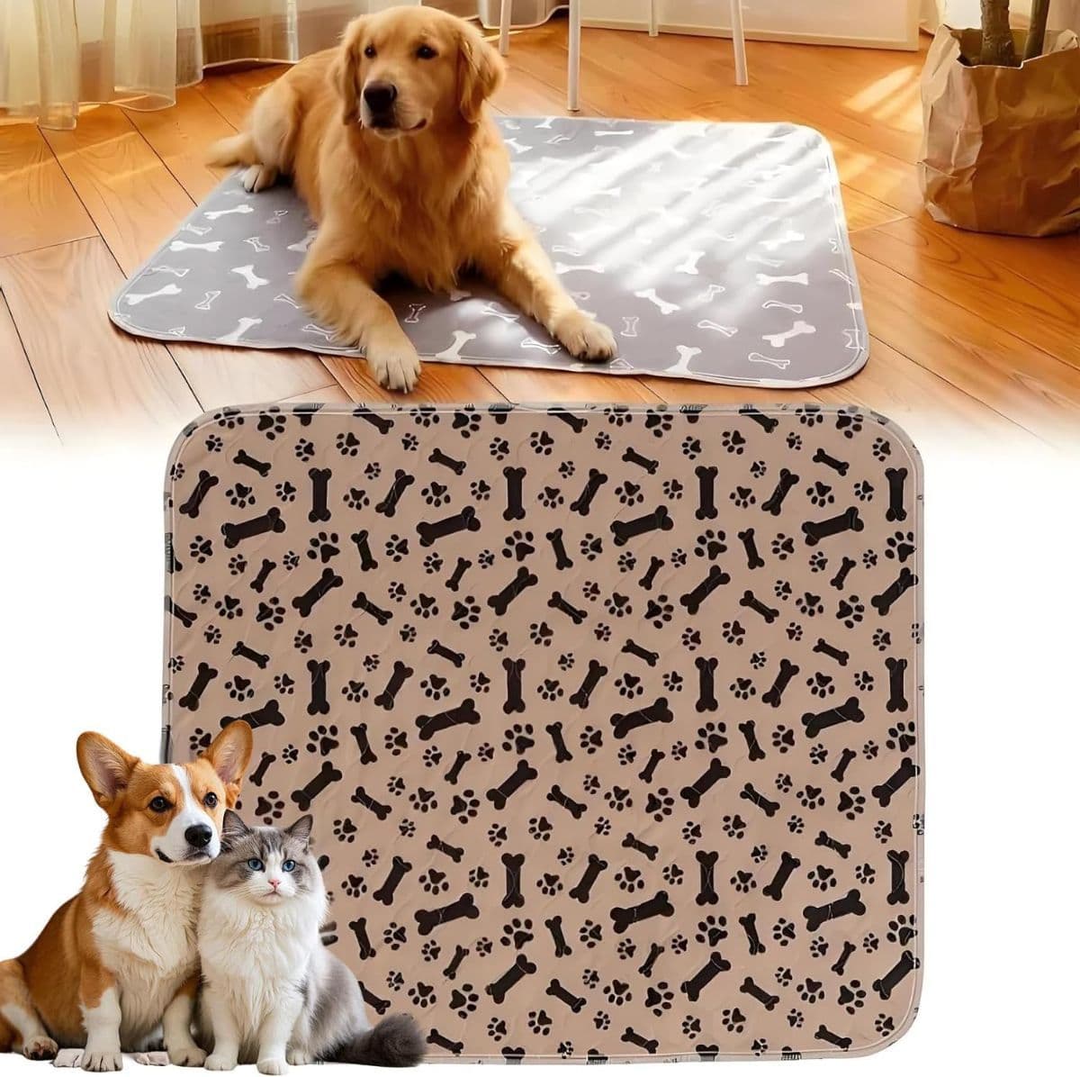 Pee Pads with Pheromones, Elite Pads for Cats, Washable Pee Pads for Dogs, Leak-Proof & Anti-Slip Pet Training Pad for Home & Travel