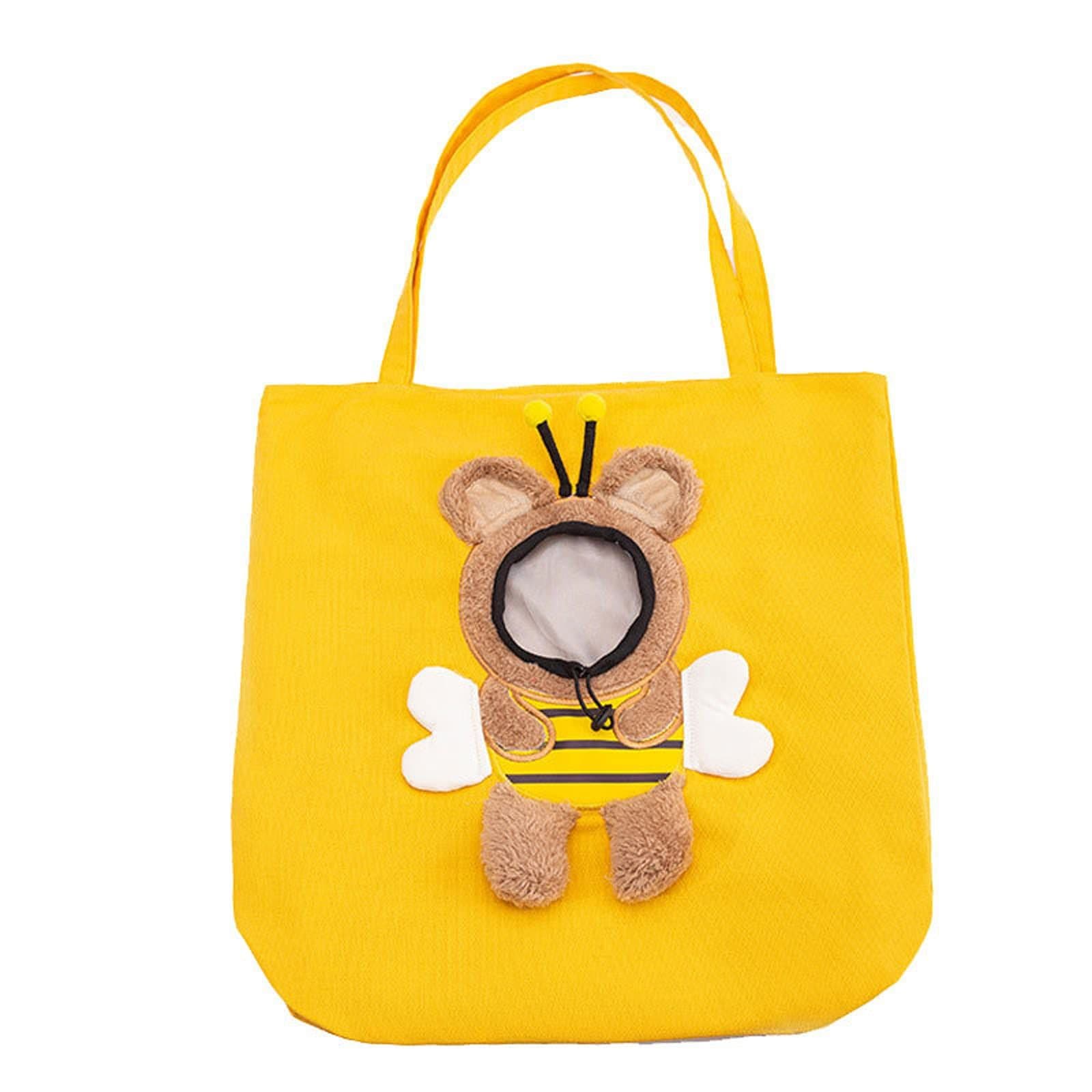 Bee-Shaped Show Head Pet Canvas Shaped Shoulder Bag,Pet Out Bag, Outcrop, Pet Out Shoulder Bag. (Bee-Large), photo 1 of 5