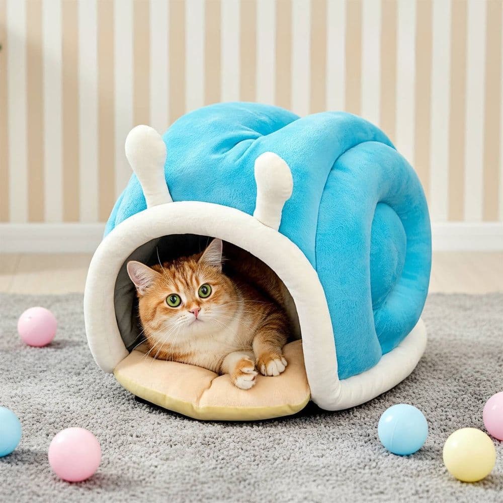 All Season Semi Enclosed Pet Bed 38x35 cm Cat Dog House Design Organizer For Thick Warm Filling Foldable Easy Clean Safe Private Space All Weather Use Indoor Home Pet Care Decor Beds, photo 1 of 5