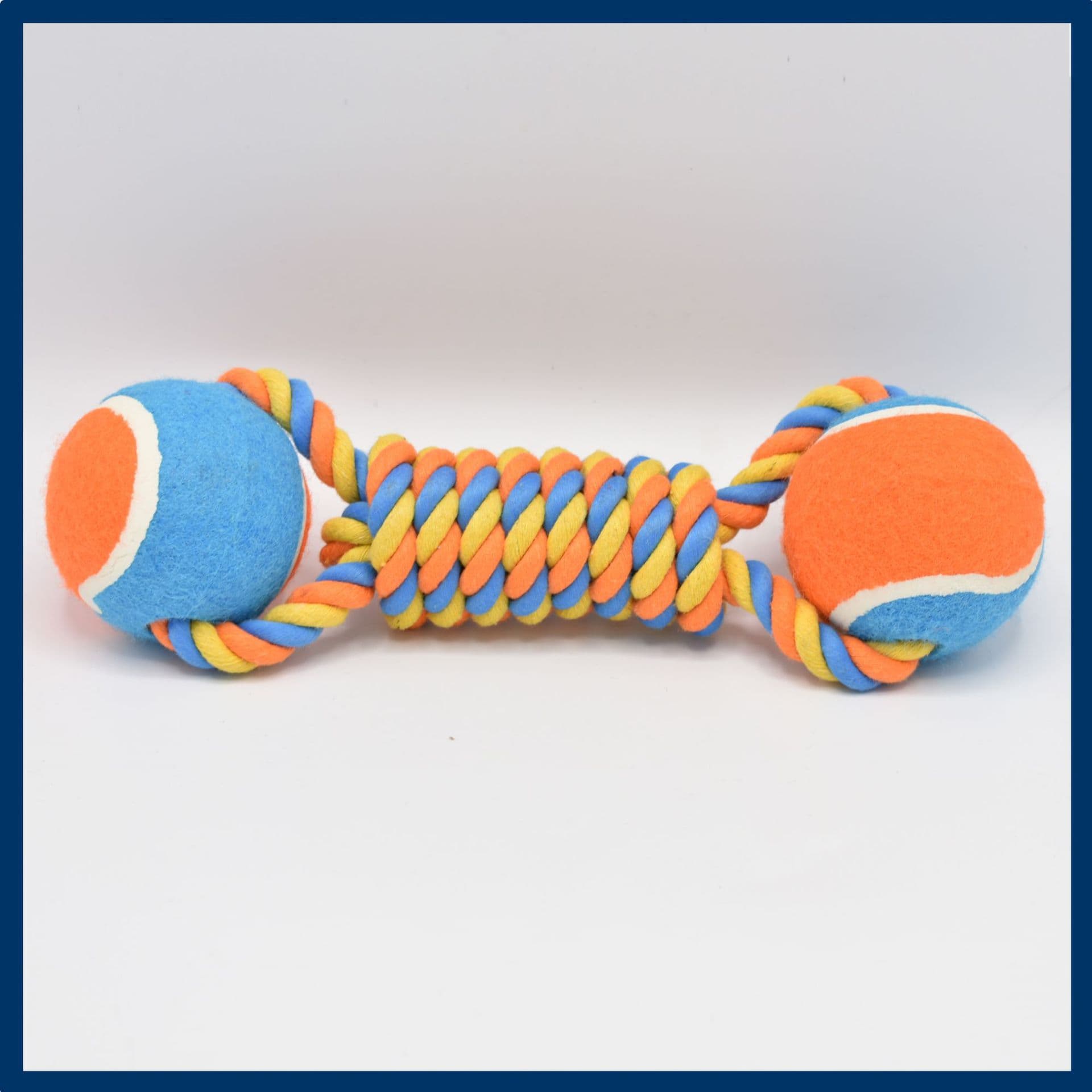 2 PCS Durable Cotton Rope and Tennis Ball Dog Toy Set - Chew Resistant Tug Toys with Rope Dumbbell - Perfect for Dogs of All Sizes