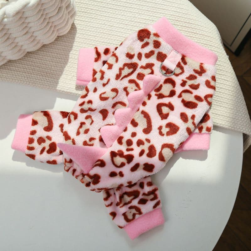 shine Pet Four Legged Clothing Polyester Cotton Four-legged flannel extra-long-eared rabbit back length - pink leopard print, photo 1 of 10